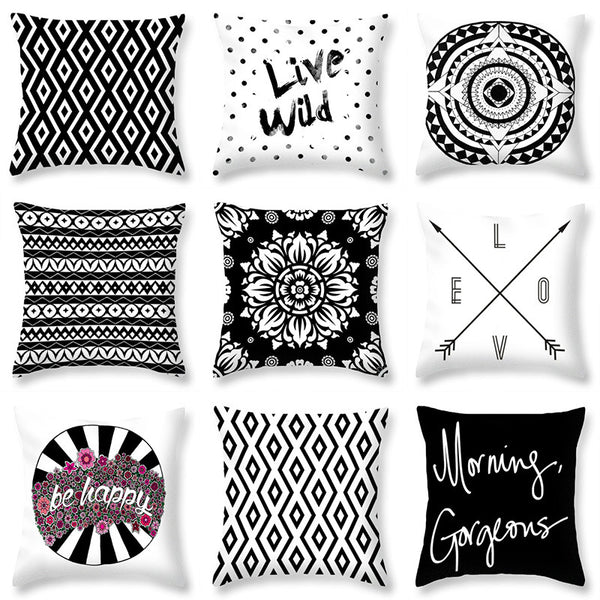 Funda de Almohada Peach Skin Negra y Blanca