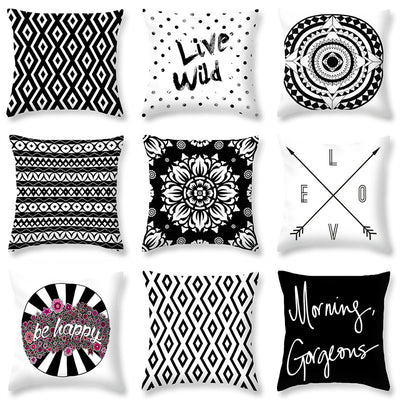 Funda de Almohada Peach Skin Negra y Blanca