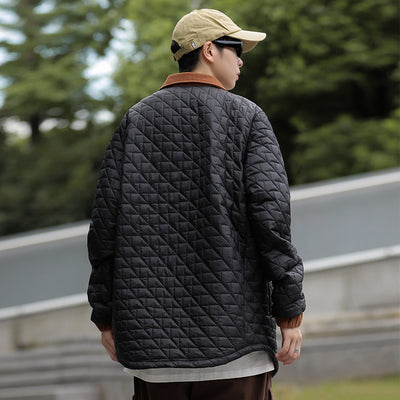 Abrigo Acolchado de Algodón con Cuello Estilo Lattice Diamante - Image 5