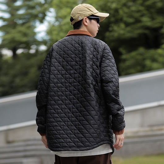 Abrigo Acolchado de Algodón con Cuello Estilo Lattice Diamante - Image 5