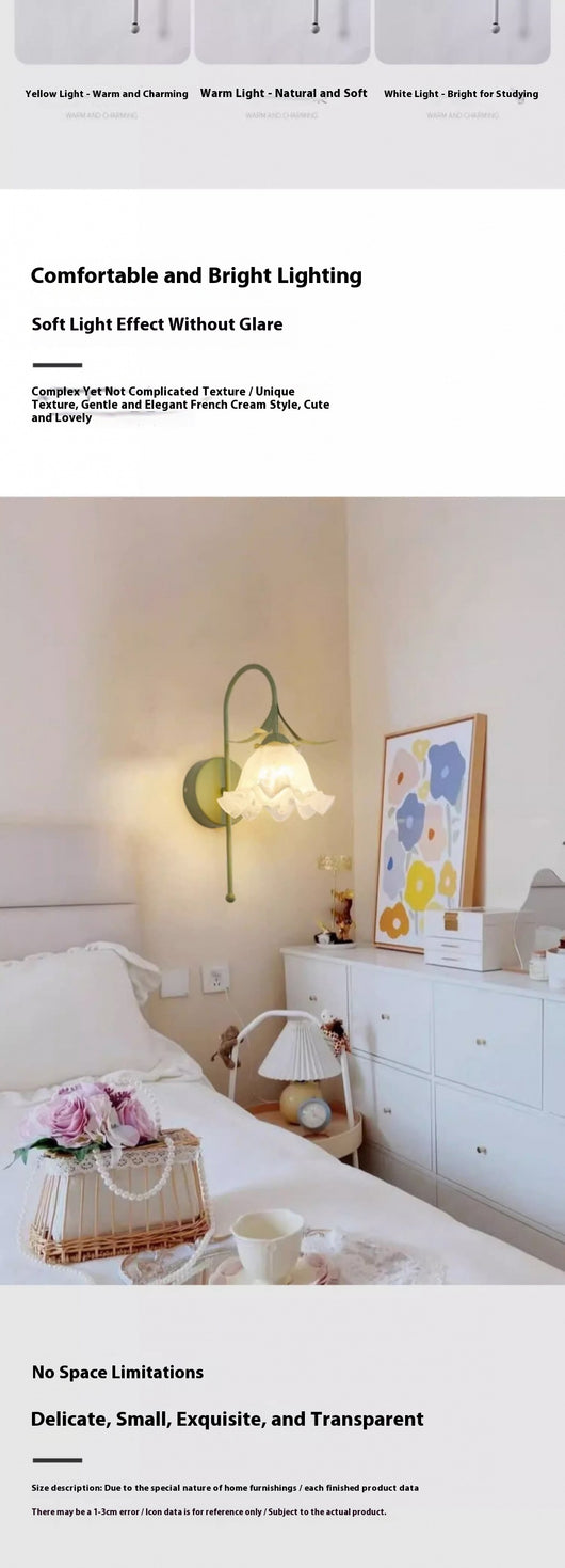 Lámpara de Pared Estilo Crema Flor de Orquídea para Mesita de Noche - Image 22