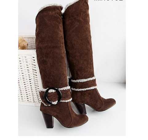 Botas Altas Mujer Tacón Alto Efecto Gamuza - Tallas Grandes 40-43 - Image 6