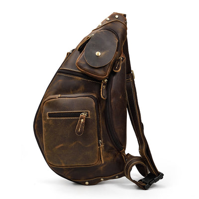 Bolsa de Pecho de Cuero para Hombre - Mochila Diagonal Casual para Viajes - Image 11