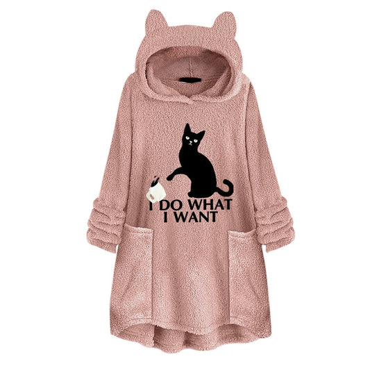 Suéter Reversible de Terciopelo con Capucha y Estampado de Gato - Image 18