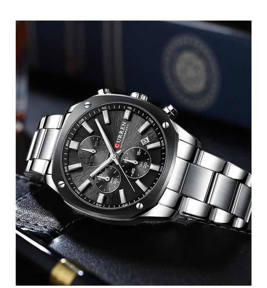 Reloj Empresarial Impermeable para Hombre con Seis Agujas y Calendario - Image 9