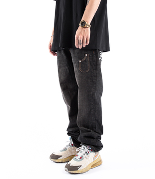 Pantalón Denim Negro Oversize Efecto Vintage Desteñido - Image 4