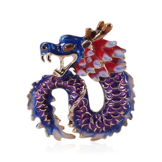 Broche Dragón Zodiacal con Baño de Aleación Dorada