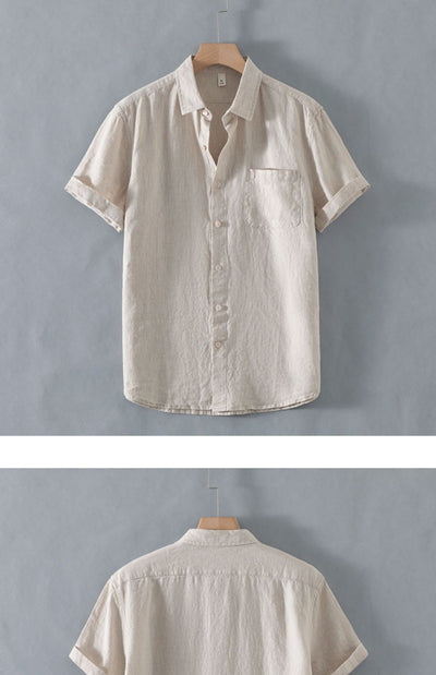 Camisa de Lino Suelta Manga Corta - Comodidad Casual - Image 15