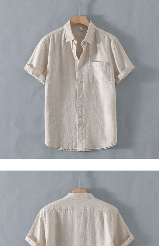 Camisa de Lino Suelta Manga Corta - Comodidad Casual - Image 15