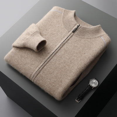 Suéter de Cachemira para Hombre Grueso Cuello Alto Cremallera - Image 2