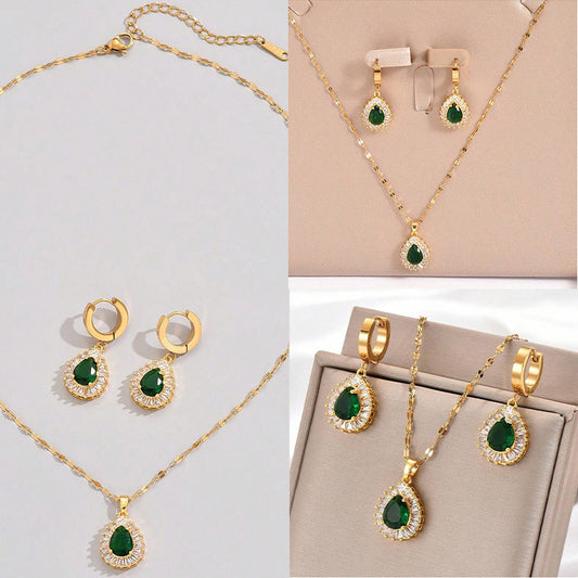 Conjunto de Joyería Jade Blanco Estilo Hong Kong Retro - Collar y Aretes Versátiles