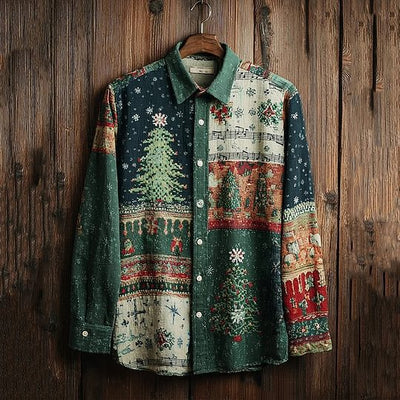 Camisa Floral Navideña para Hombre - Estilo Otoñal Moderno - Image 4