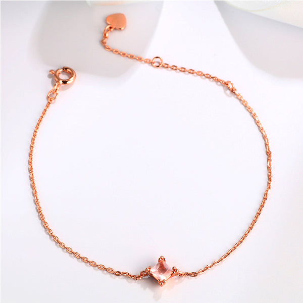 Pulsera de Cristal Cuarzo Rosa Oro Rosado