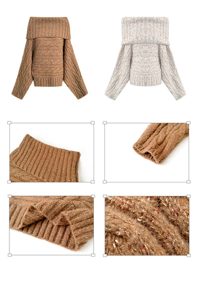 Suéter Elegante Escote Frío Retorcido para Mujer - Image 15