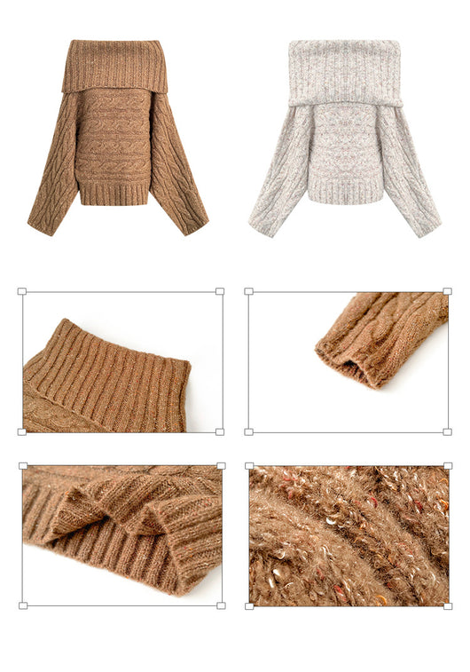 Suéter Elegante Escote Frío Retorcido para Mujer - Image 15