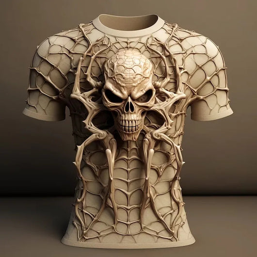 Playera Hip Hop 3D Calavera Estampado Europeo Tendencia Urbana