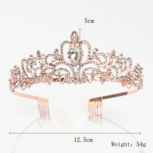 Corona Tiara Princesa con Peine de Diamantes para Novia y Fiestas - Image 6