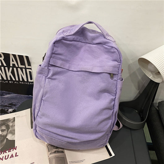 Bolsa de Lona Lavada Gran Capacidad Colores Sólidos para Mujer - Image 4