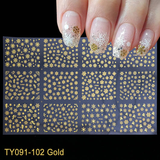 Stickers de Arte de Uñas Navideños con Láser - Diseño de Renos y Copos de Nieve - Image 11