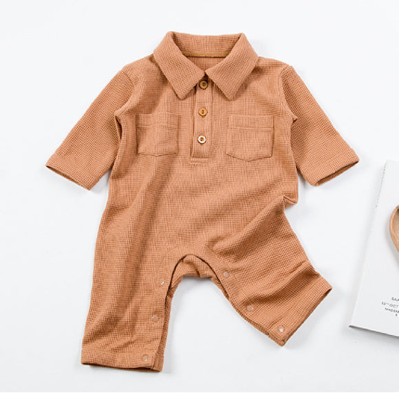 Enterizo de Algodón Waffle para Bebé - Diseño Personalizable Primavera Otoño