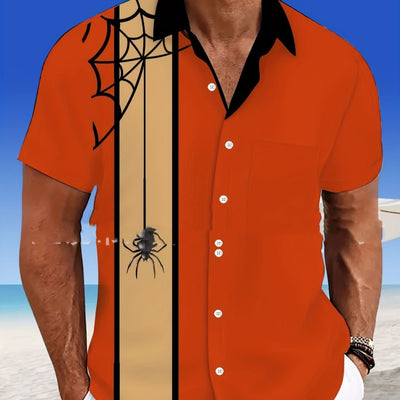 Camisa Casual con Cuello y Estampado 3D para Hombre