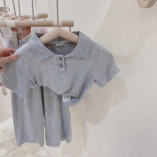 Conjunto de Dos Piezas: Blusa Manga Corta y Pantalón Ancho para Niños - Image 10
