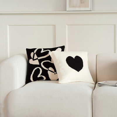 Cojín Decorativo Nórdico Blanco y Negro para Sala de Estar con Relleno