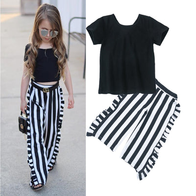 Conjunto Infantil de Moda: Playera Negra + Pantalón Rayas Ancho - Image 7
