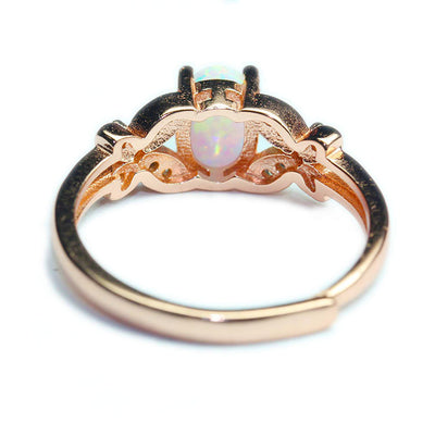 Anillo de Oro Rosado con Ópalo Blanco Multicolor - Image 4