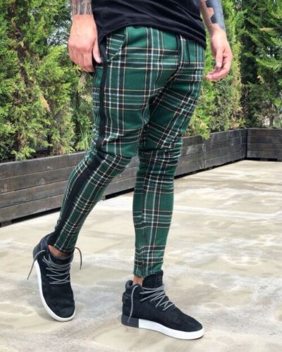 Pantalones Casuales con Estampado Cuadros Europeo Americano para Hombre