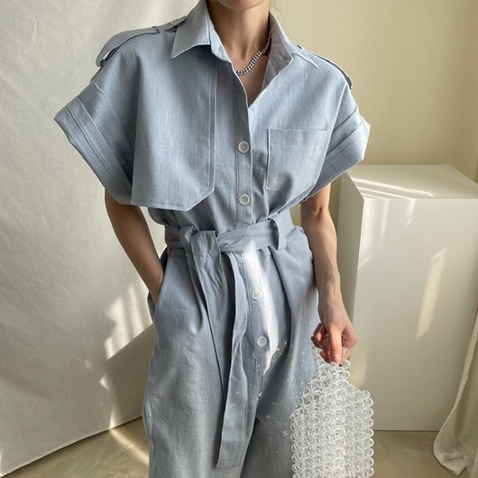 Jumpsuit de Trabajo Elegante con Cintura Ajustable y Múltiples Bolsillos - Image 11
