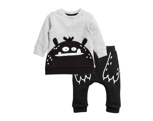 Conjunto Infantil de Dos Piezas con Patrón Colorido - Top y Pantalón