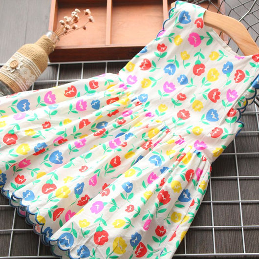 Vestido sin mangas con cuello redondo para niñas