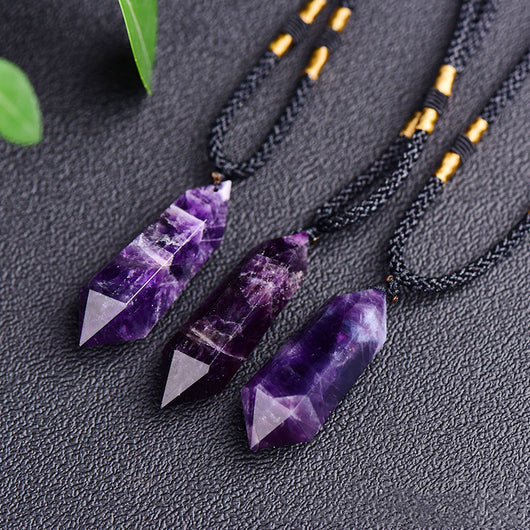 Colgante de Amatista Natural Hexagonal Doble Punta