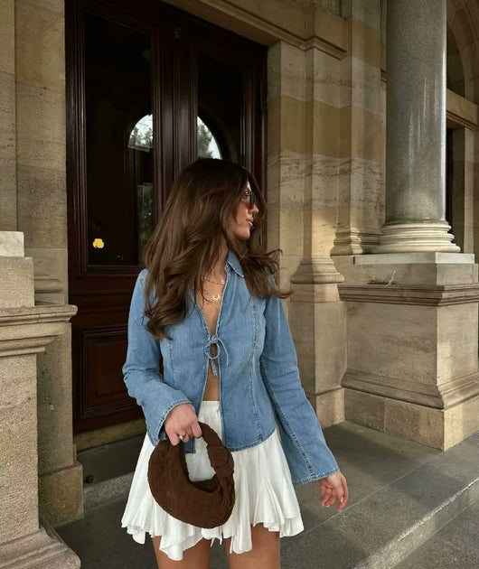 Camisa Denim Anudada Estilo Europeo y Americano para Chicas Modernas - Image 18
