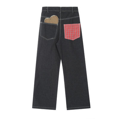 Pantalones Vaqueros Rectos con Parches de Contraste para Hombre - Image 17