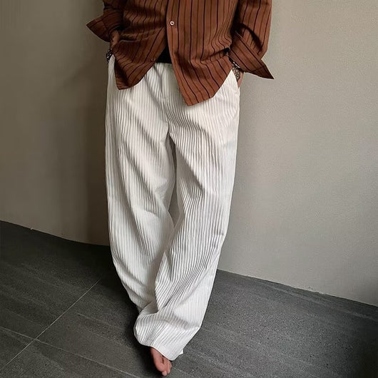 Pantalones Anchos Plisados con Textura para Hombre - Image 7