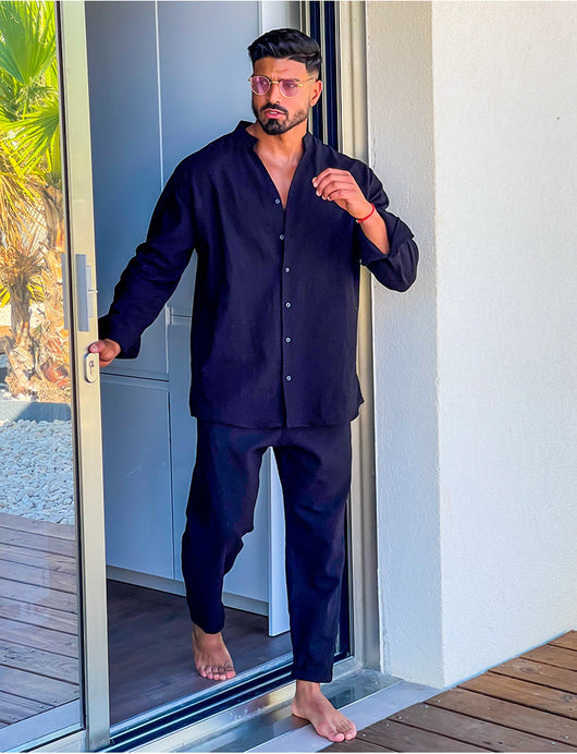Traje Deportivo Europeo Hombre con Mangas Largas de Lino - Ropa de Trabajo Versátil - Image 15