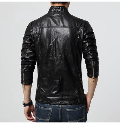Chaqueta de Cuero PU Casual Talla Grande Corte Slim Coreano - Image 4