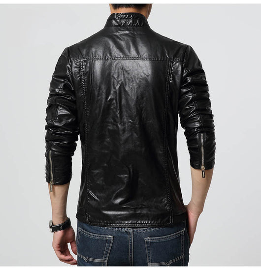 Chaqueta de Cuero PU Casual Talla Grande Corte Slim Coreano - Image 4