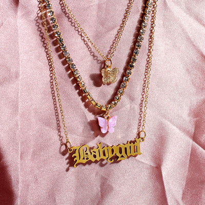 Collar Mariposa de Resina y Metal con Iniciales Personalizadas Multicapa - Image 9