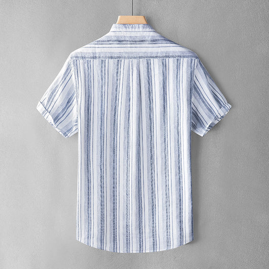 Camisa Retro Estilo Japonés de Lino con Cuello Mao para Hombre - Image 6