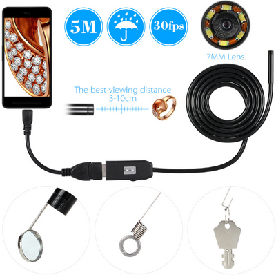 Cámara de Inspección Endoscópica USB OWSOO 7mm con 6 LED, Cable de 5M Impermeable para Android OTG - Image 2