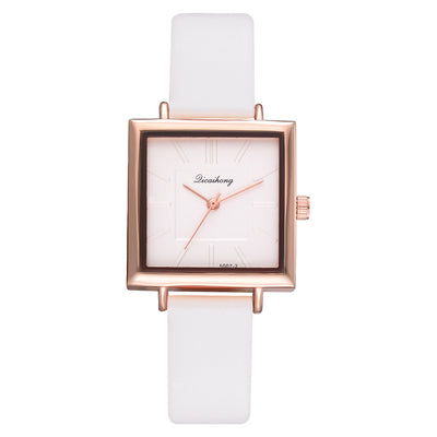 Reloj de Pulsera Cuadrado para Mujer con Cuero Contraído y Cristal - Image 9