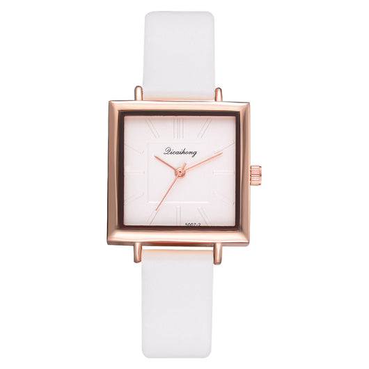 Reloj de Pulsera Cuadrado para Mujer con Cuero Contraído y Cristal - Image 9