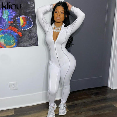 Jumpsuit Deportivo Ajustado con Cierre y Manga Larga para Mujer - Image 12