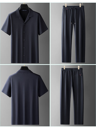 Conjunto Casual de Seda de Hielo para Hombre - Image 29