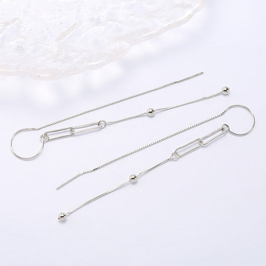 Aretes de Plata Esterlina S925 con Cadena Original - Image 7
