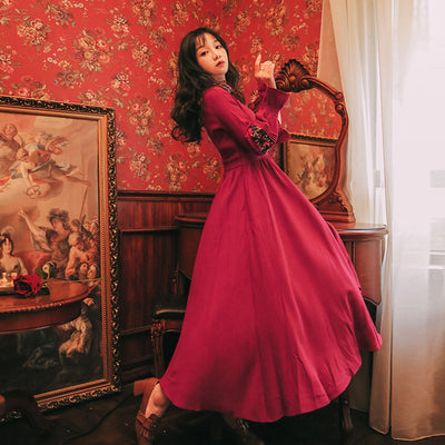 Vestido Retro con Bordados para Mujer - Otoño Invierno - Image 7