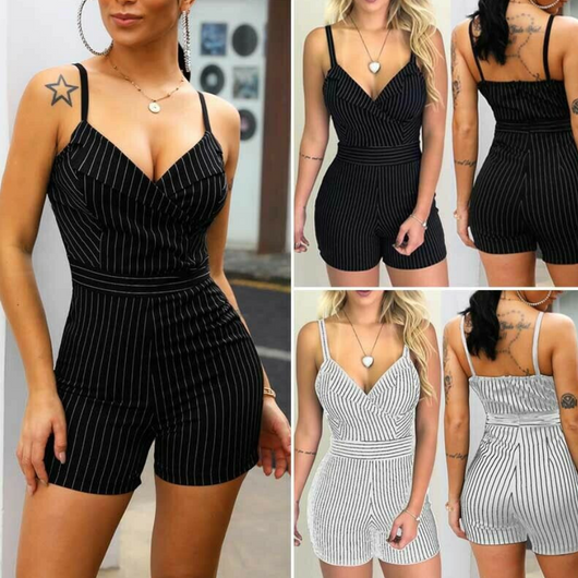 Short Casual Rayas V-Neck sin Mangas Slim Fit - Image 4